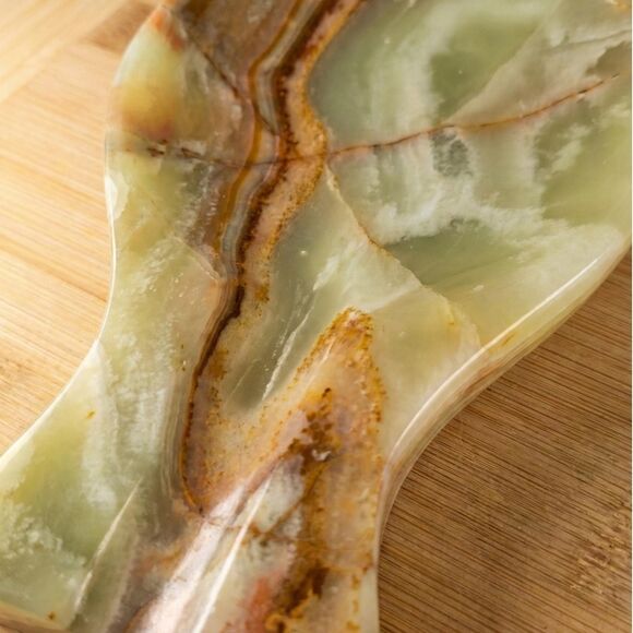 Green Onyx Spoon Rest, Natural Stone Utensil Holder, Farmhouse Kitchen Decor - Picture 3 of 12